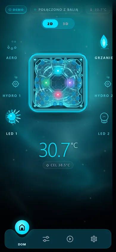 Motyw Aqua: pulpit aplikacji AquaControl w tej kolorystyce